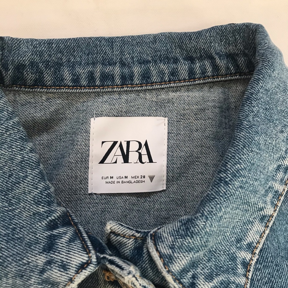 Zara Balloon Sleeves Cropped Denim Jacket Blue M - Picture 7 of 13